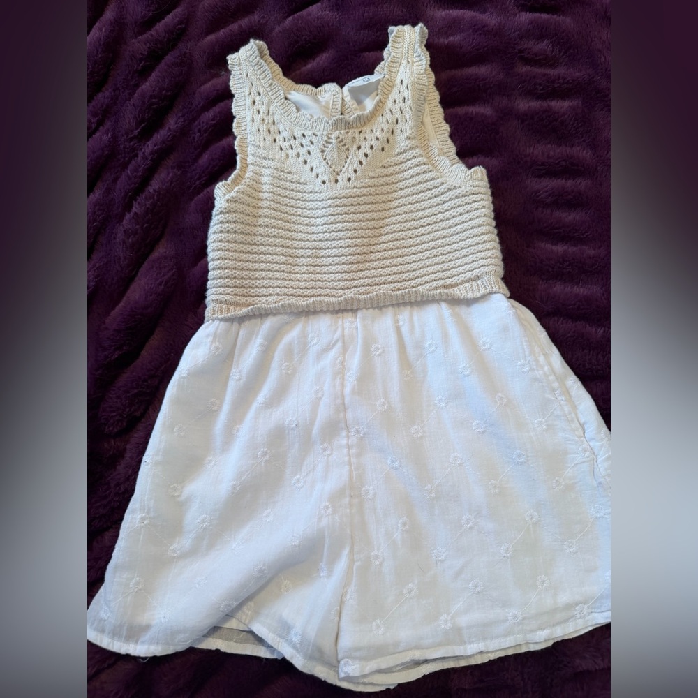Abercrombie Kids Cream Knit Top and White Embroidered Dress